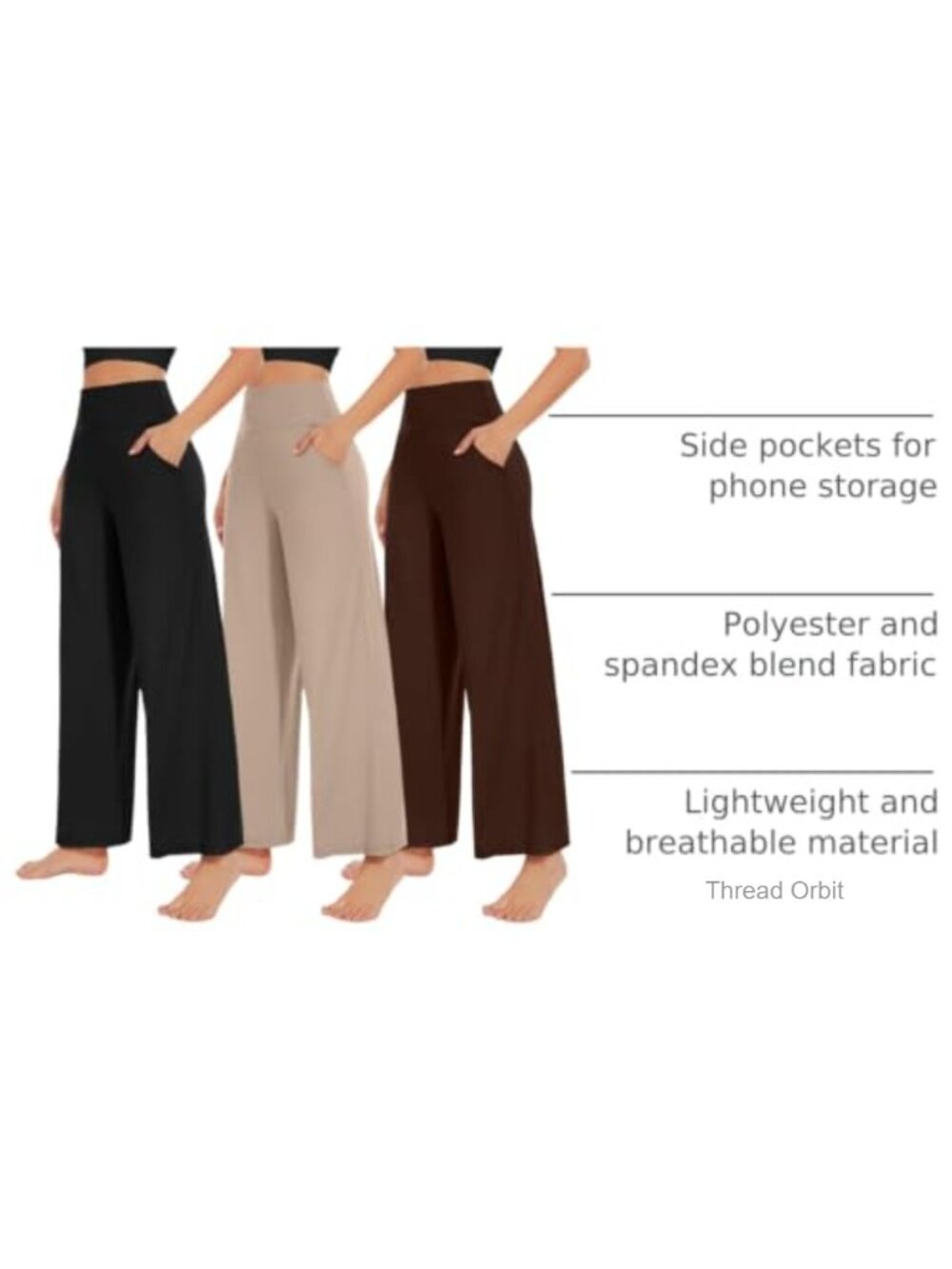 Women's High Waist Wide Leg Sweatpants 3-Pack with Pockets Lounge Yoga Palazzo - Picture 3 of 6